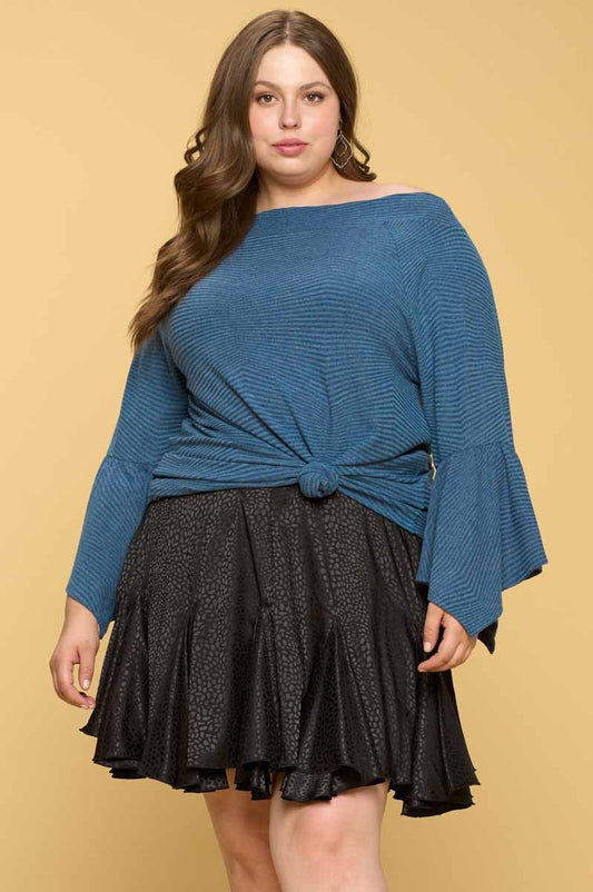 Curvy Midnight Ribbed Dolman Top