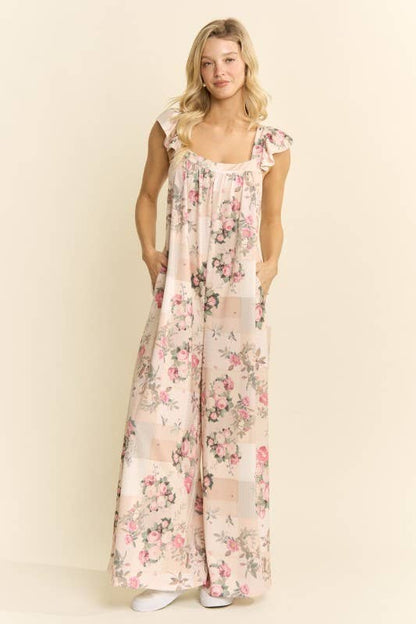 JADE BY JANE - CURVY VINTAGE GARDEN WIDE-LEG JUMPSUIT
