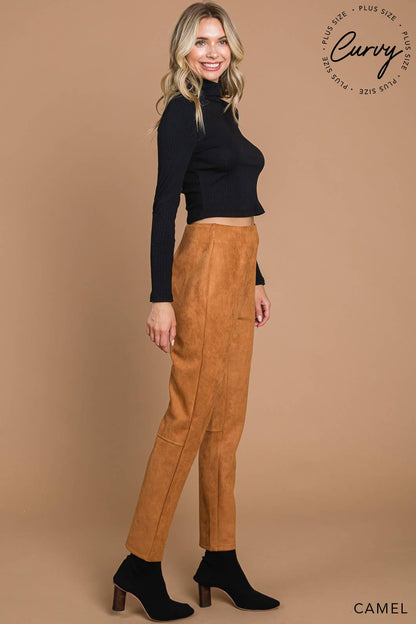 Camel Faux Suede Chic Contemporary Pants