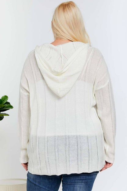 CUVRY V-NECK LONG SLEEVE HOODIE SWEATER TOP