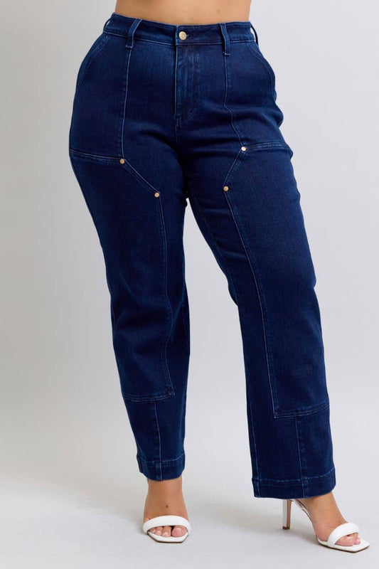 Judy Blue Jeans - High Waisted Work Wear Knee Patch Straight-