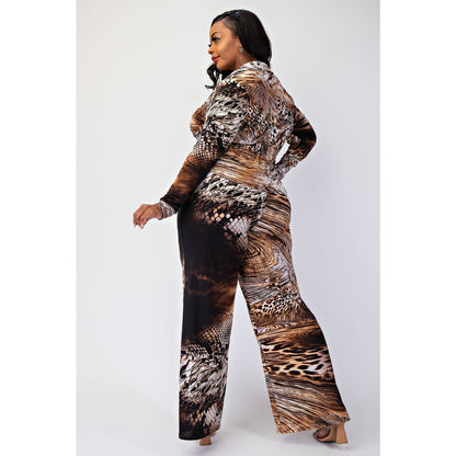 The Jungle Animal Print Wide Leg Pant & Top Set