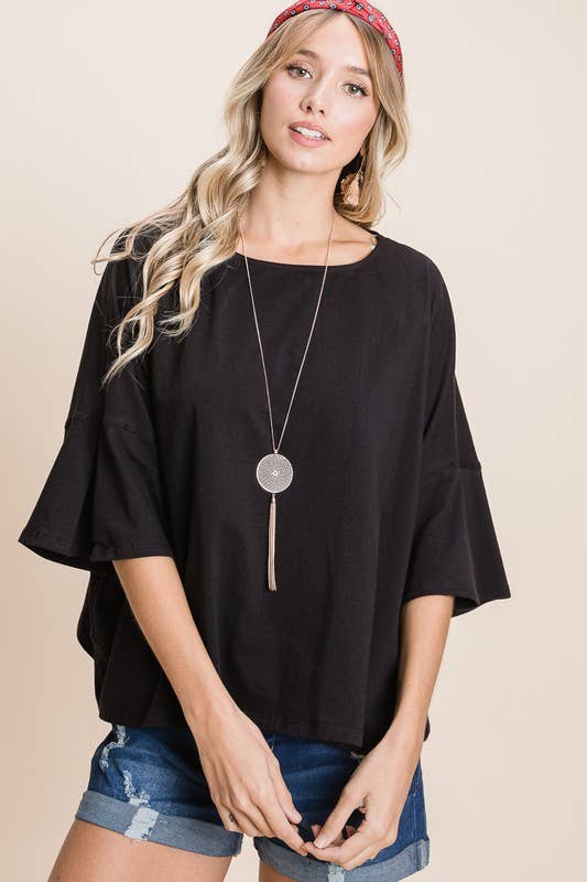 Black Cotton Cropped Top