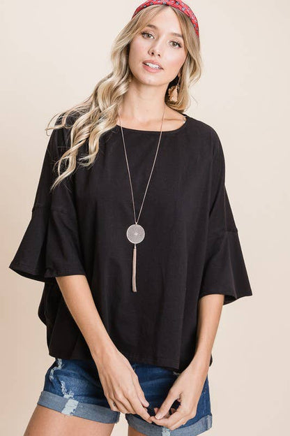 Black Cotton Cropped Top