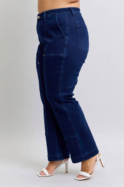 Judy Blue Jeans - High Waisted Work Wear Knee Patch Straight-