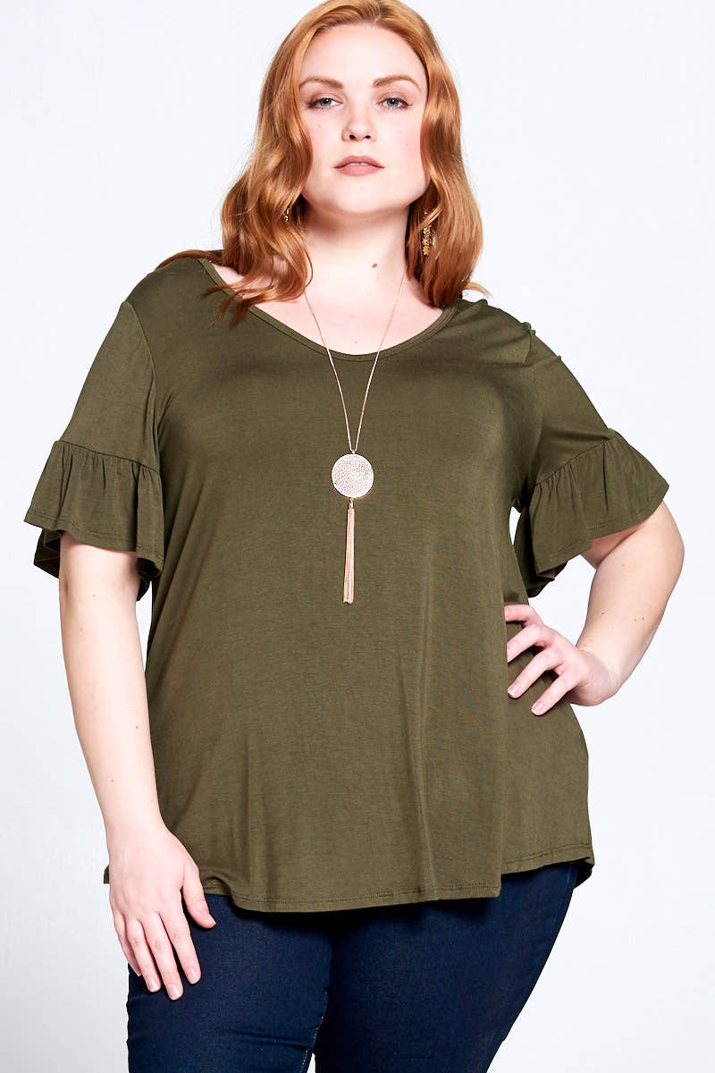Olive Open Back Bow Top
