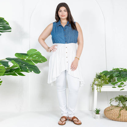 Young Threads - White Front-Open Asymmetrical High Low Top