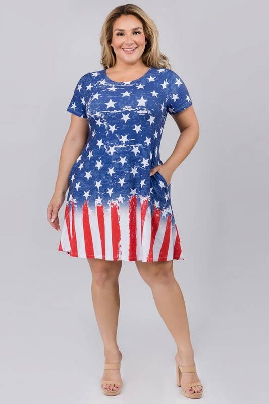 Yelete - American Flag Dress with Pockets