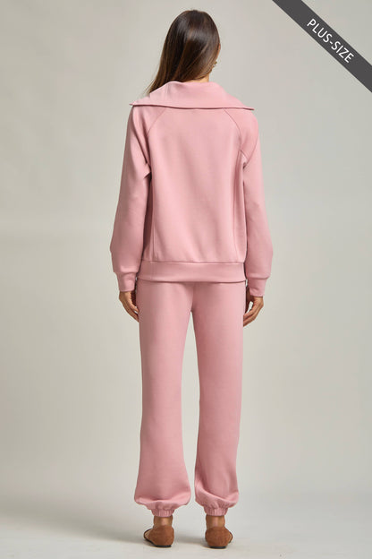 Blush Pink Quarter Zip Pullover + Jogger Modal Travel Set