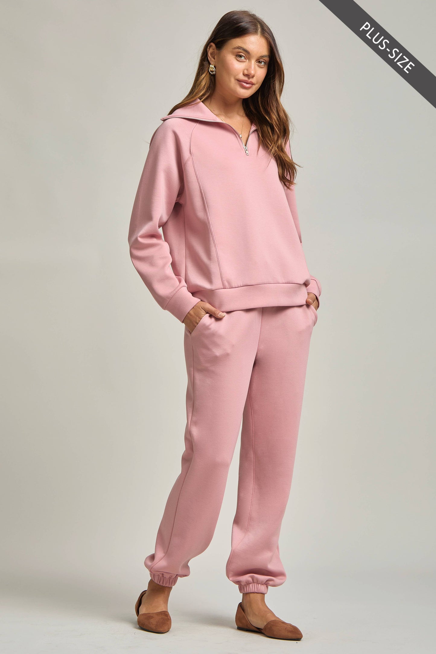 Blush Pink Quarter Zip Pullover + Jogger Modal Travel Set
