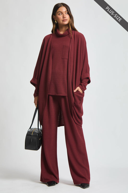 The Curvy Wine 3-Piece Cozy Lounge Set