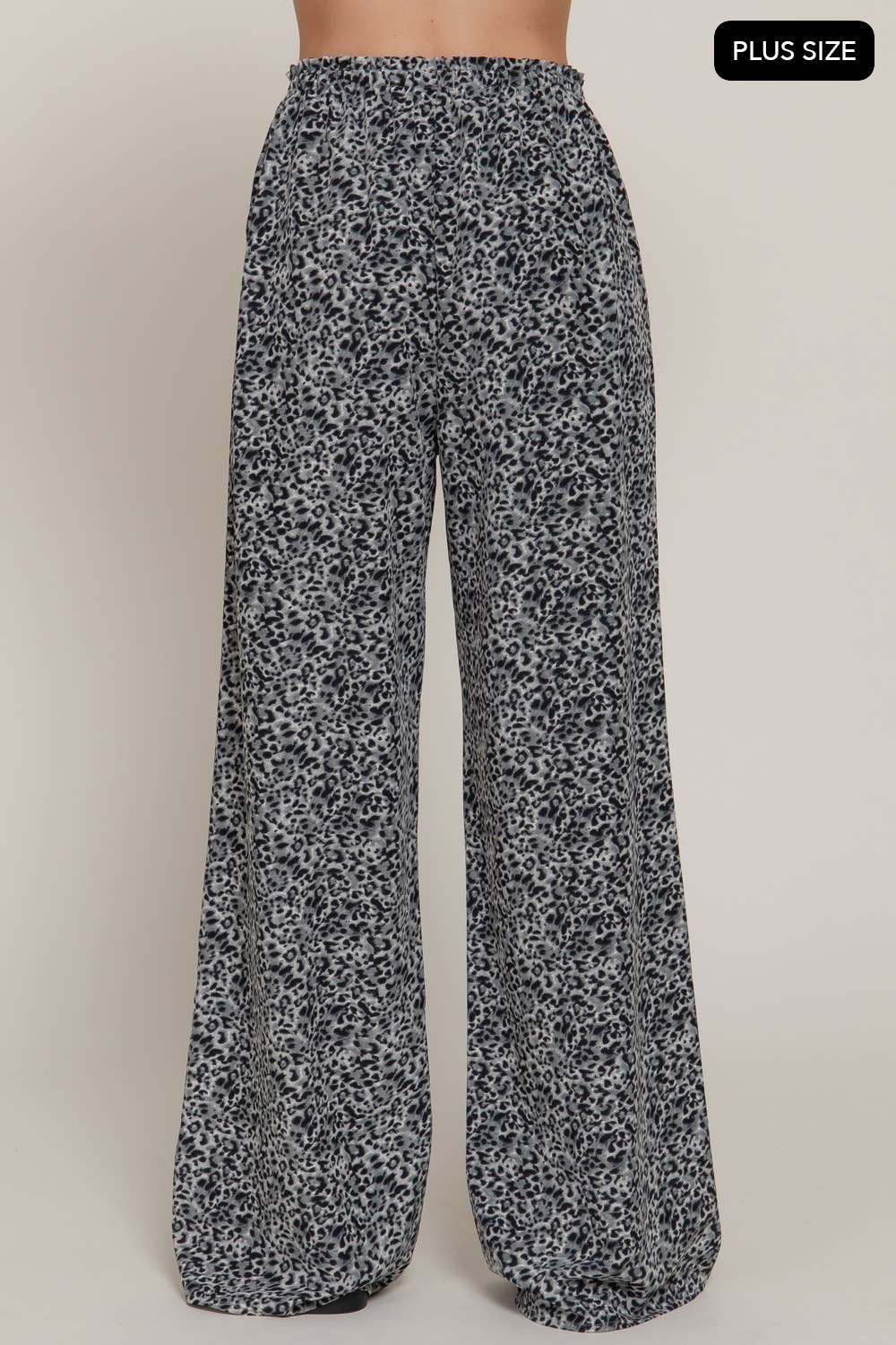 Gray & Black Leo Print Pull On Pants