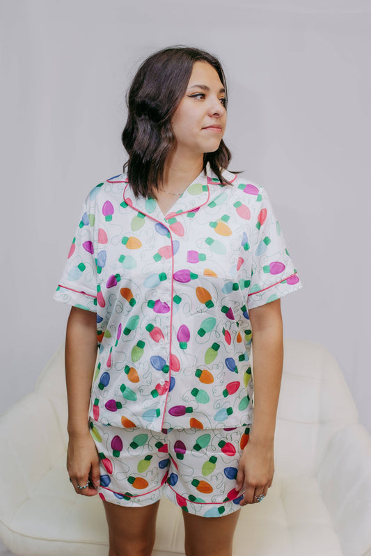 Light Me Up Satin Pajamas Shorts Set