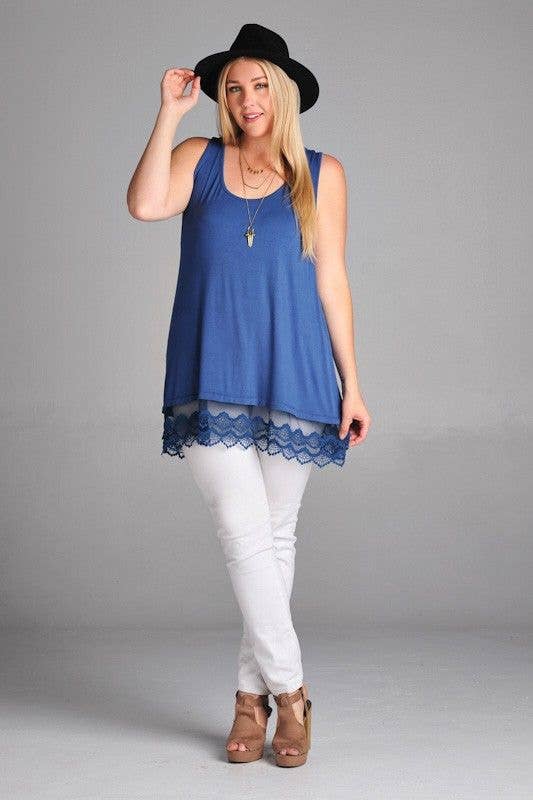Indigo Blue Lace Extender Tunic Top