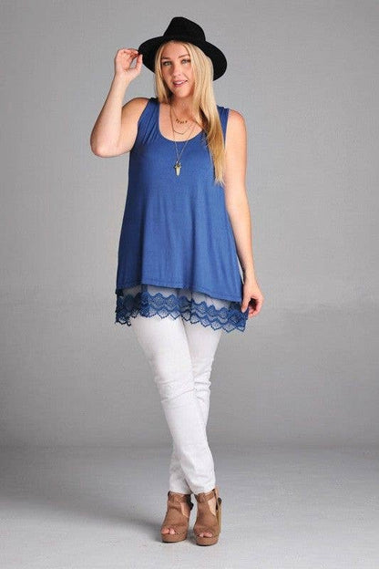 Indigo Blue Lace Extender Tunic Top