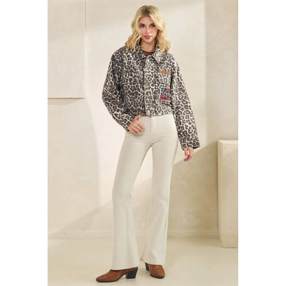 The Gennie Rose Garden Leopard Denim Jacket