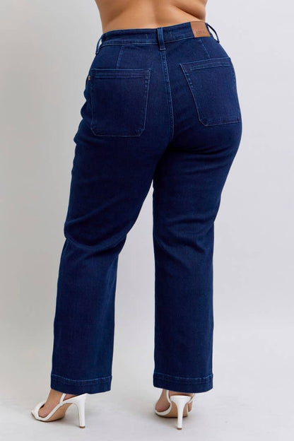 Judy Blue Jeans - High Waisted Work Wear Knee Patch Straight-