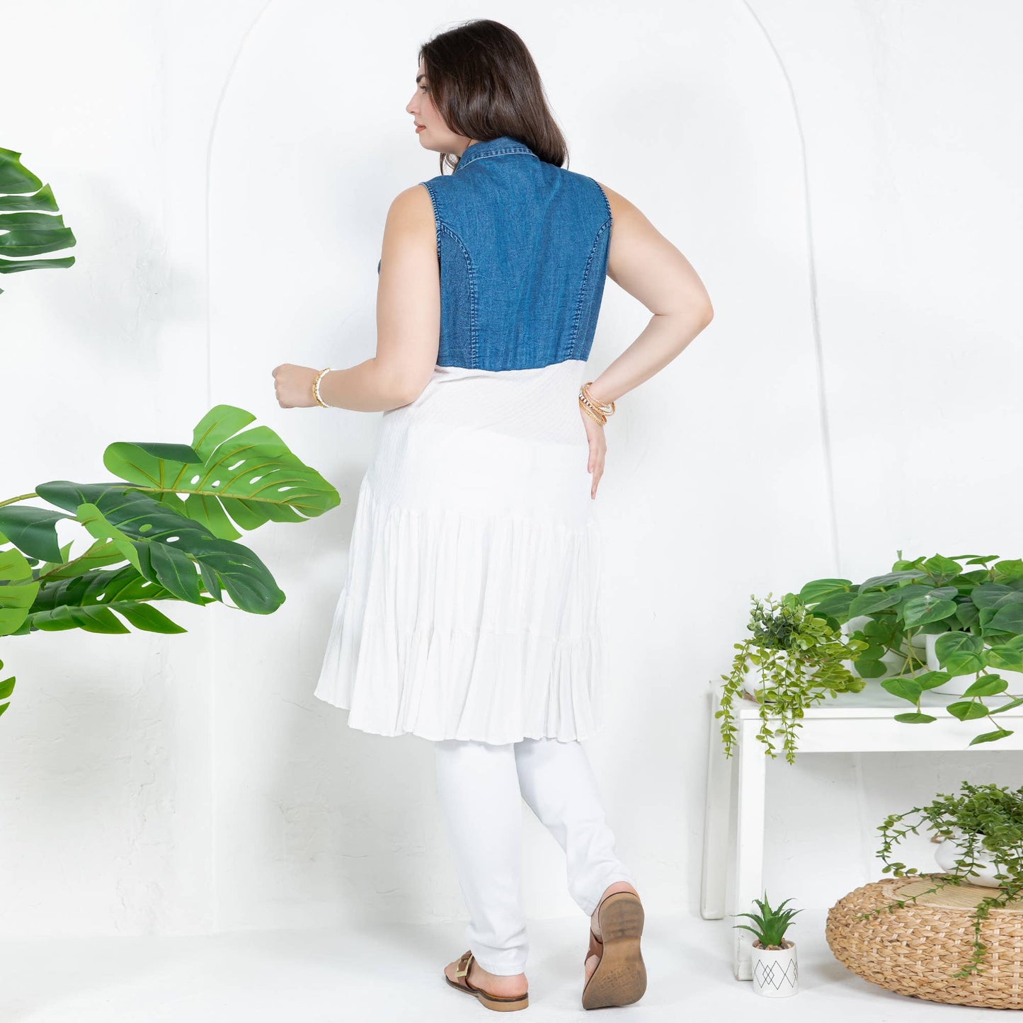 Young Threads - White Front-Open Asymmetrical High Low Top