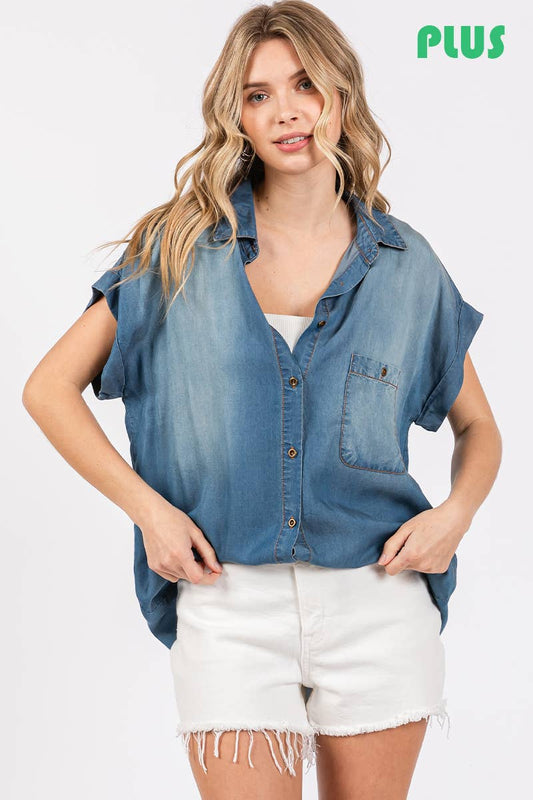 Washed Roll Up Soft Denim Shirt