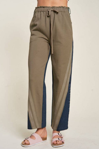 Davi & Dani-Two-Tone Denim Jogger Pants