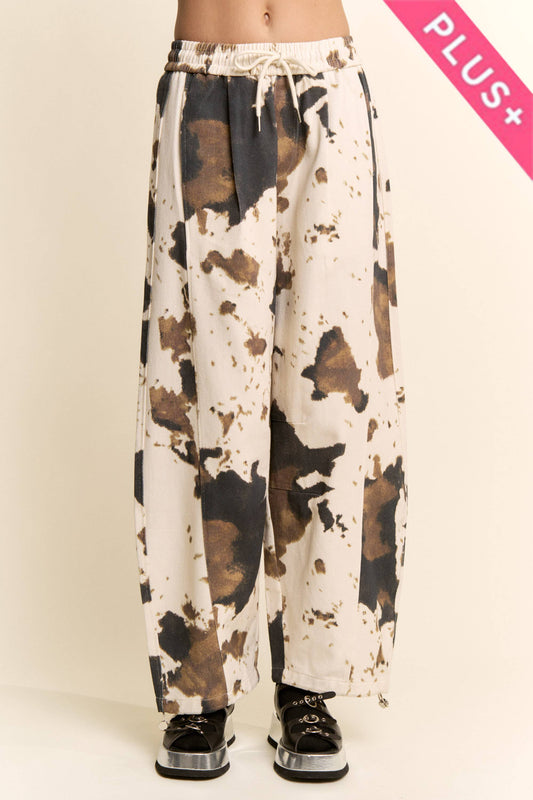 Davi & Dani-TIE-DYE WIDE-LEG DRAWSTRING-HEM PANTS