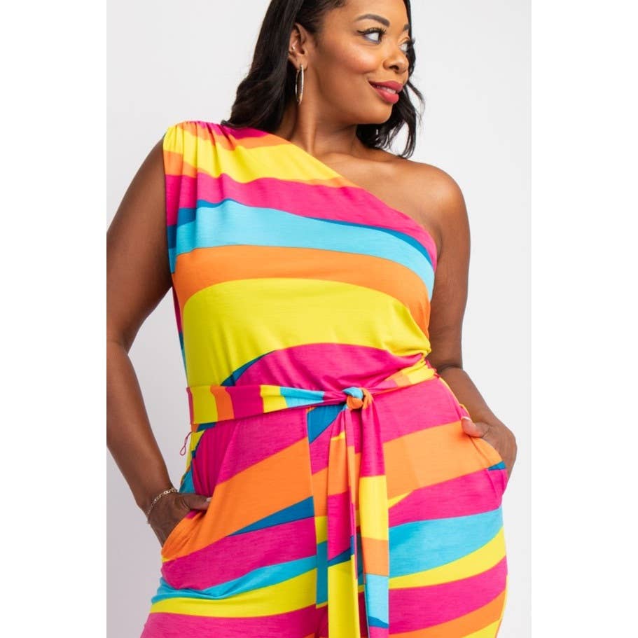 The Curve LA -Rainbow One Shoulder Jumpsuit