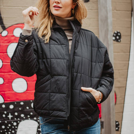 Katydid - Black Quilted Puffer Jacket