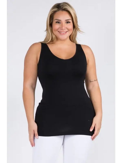 Yelete - Reversible V or U Neckline Seamless Tank Plus Size