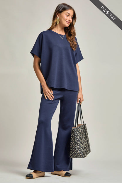 Navy Dear Scarlett Poncho Top + Bell Bottom Modal Set