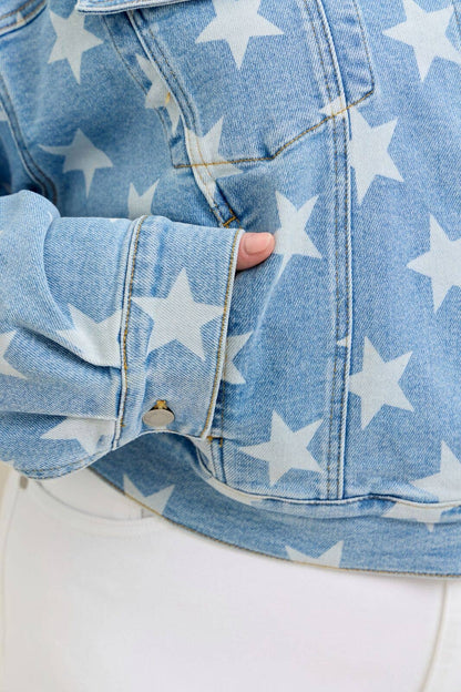 Judy Blue Jeans - All Over Star Print Denim Jacket