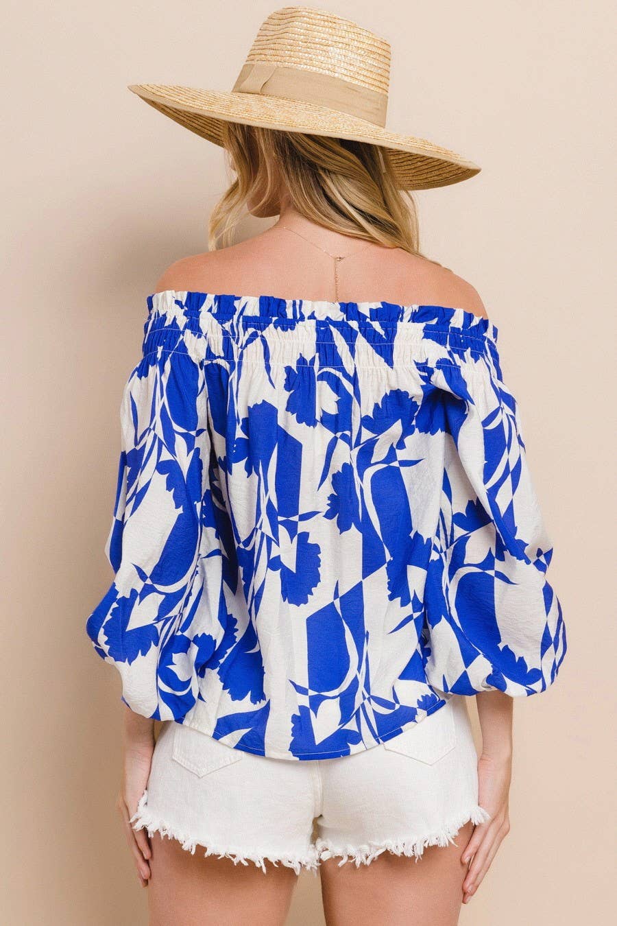 The Royal Leaf Printed Off Shoulder Blouse