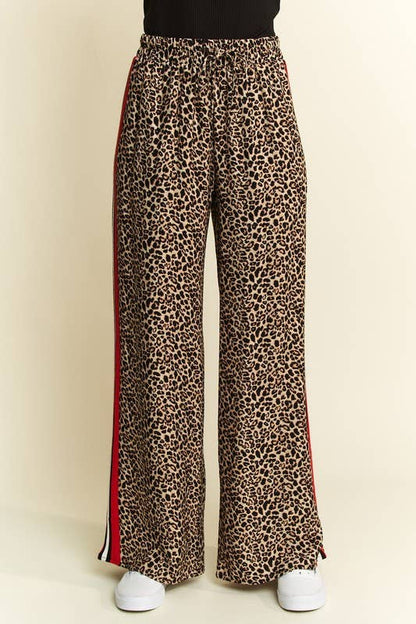 JADE BY JANE - CURVY LEOPARD CONTRAST TROUSER W/ RED PANEL