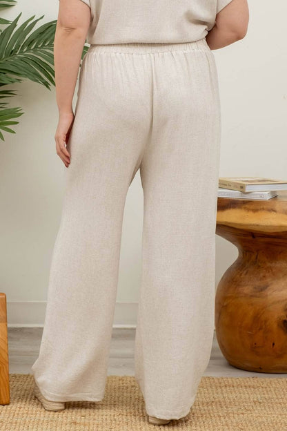 Blu Pepper - 2pc Set Linen Top & High Waist Wide Leg Pants
