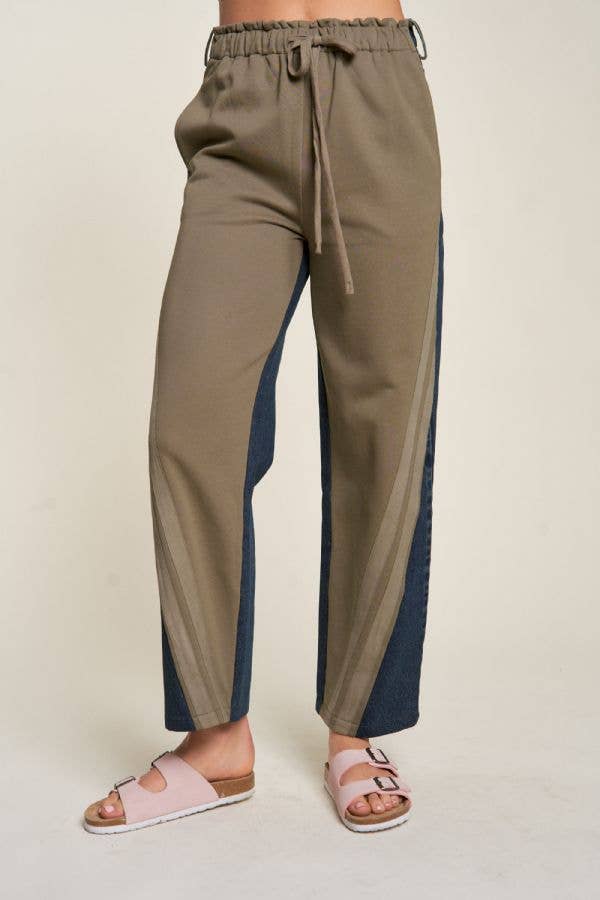Davi & Dani-Two-Tone Denim Jogger Pants