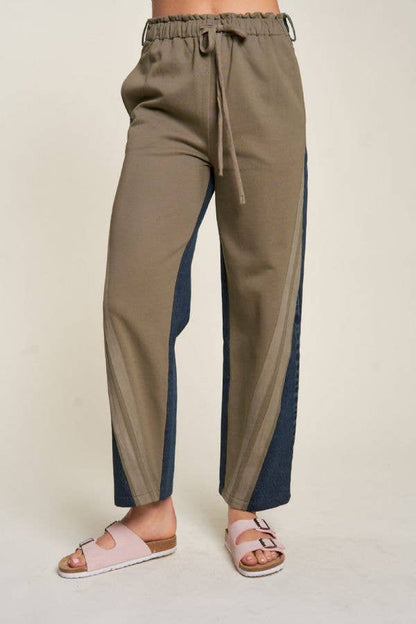 Davi & Dani-Two-Tone Denim Jogger Pants