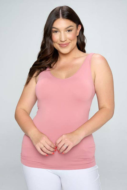 Yelete - Reversible V or U Neckline Seamless Tank Plus Size