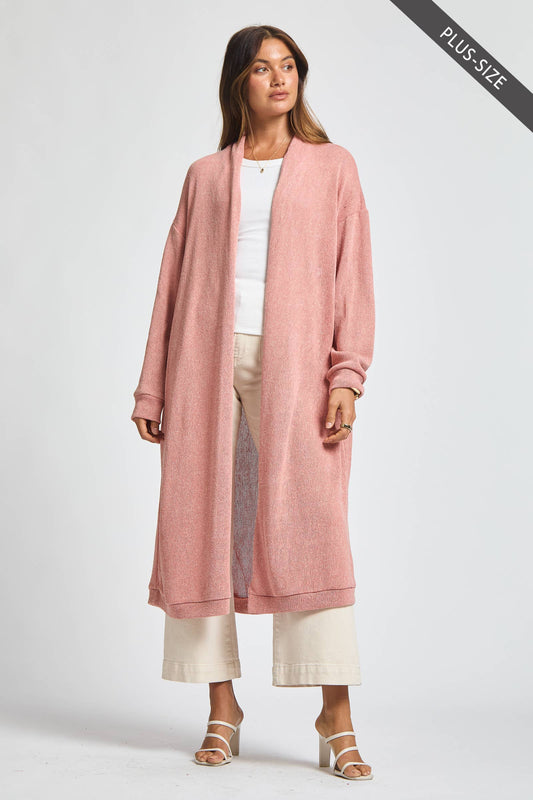 The Curvy Hideaway Long Cardigan-Blush