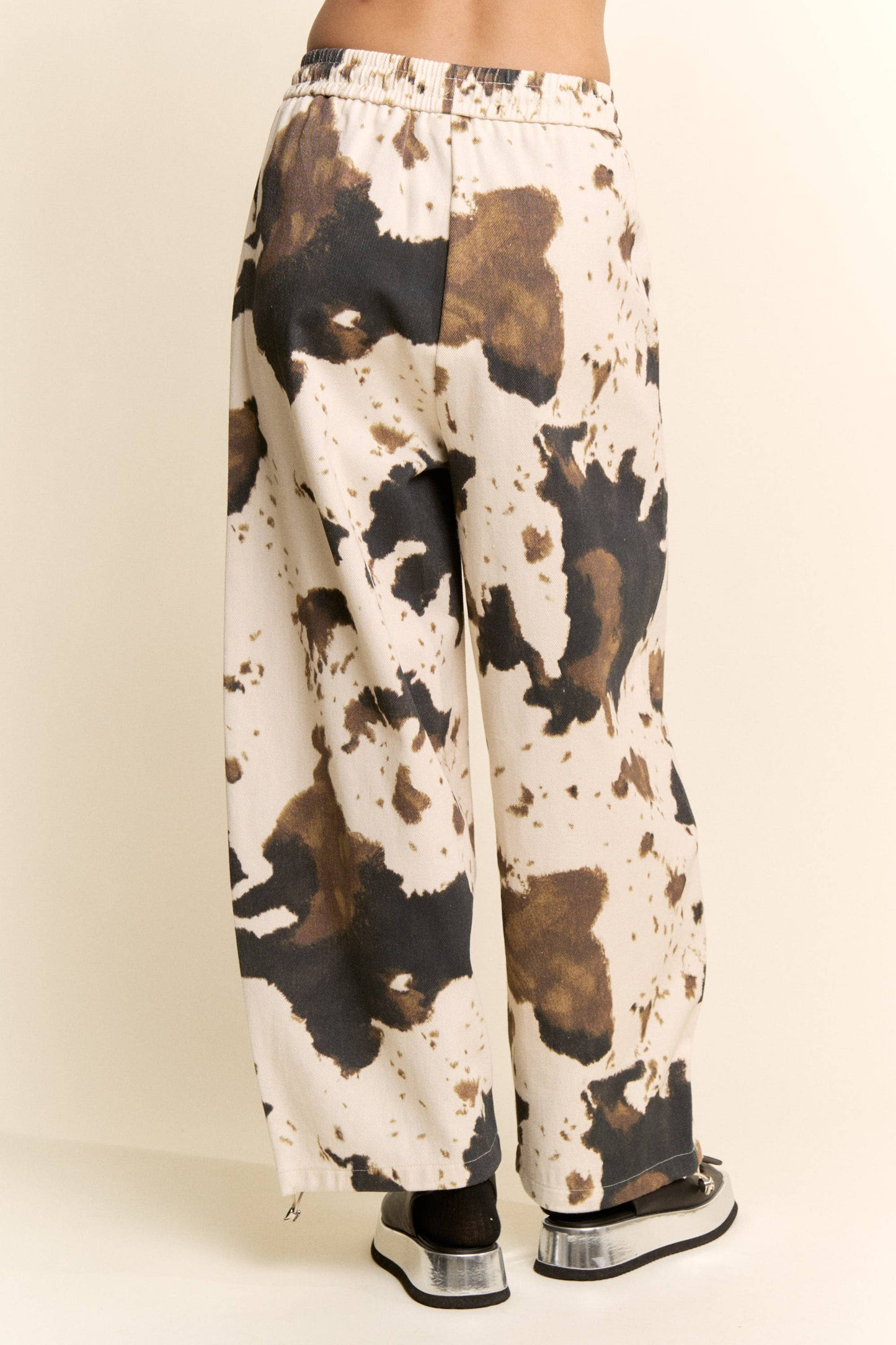 Davi & Dani-TIE-DYE WIDE-LEG DRAWSTRING-HEM PANTS