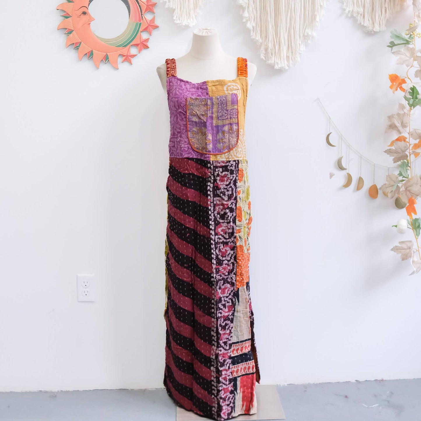 Handmade Kantha Upcycled Cotton Bib Dress