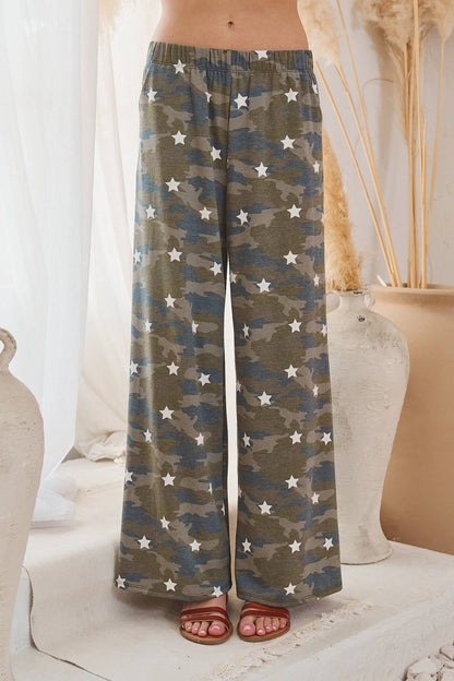 JADE BY JANE -STAR CAMO WIDE LEG PANTS
