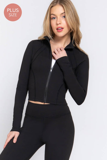 Black Long Sleeve Mock Neck Zip-Up & Matching Yoga Pants