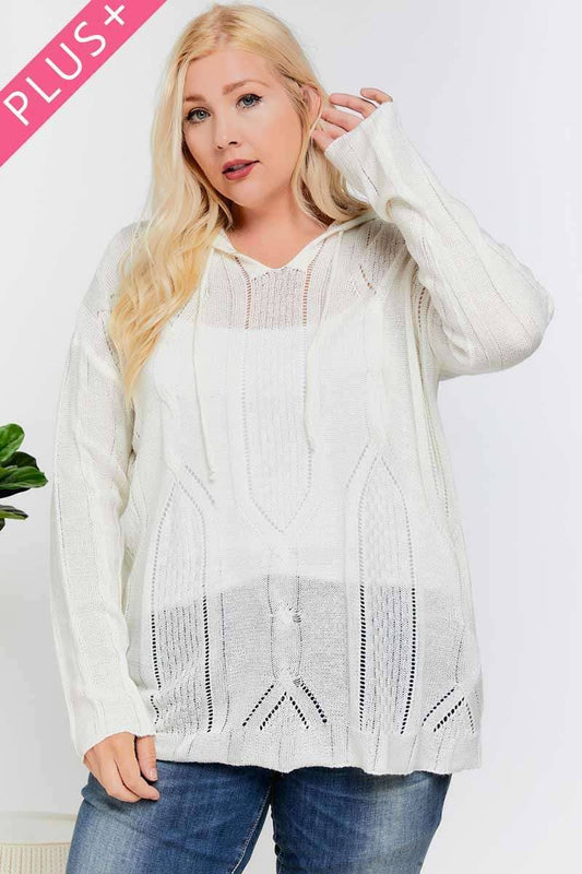 CUVRY V-NECK LONG SLEEVE HOODIE SWEATER TOP