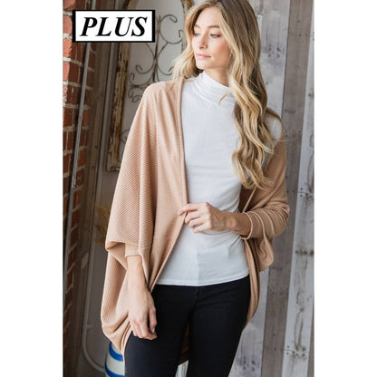 Curvy Urban Knit Shawl Open Front Cardigan