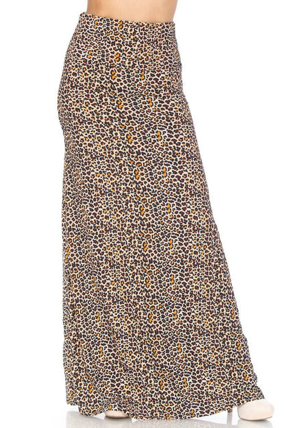 USA Fashion - Curvy One Size Buttery Smooth Leopard Maxi Skirt