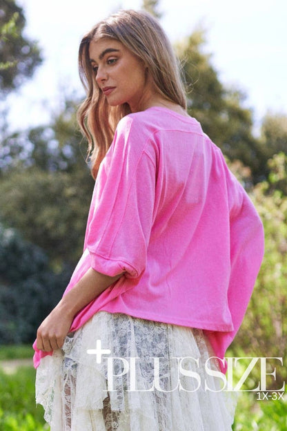 Azalea Pink- Oversized Poncho Tee