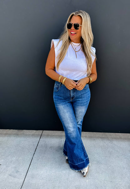 IVORY-STEVIE CAP SLEEVE TOP