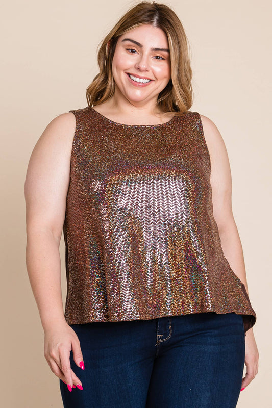 Curvy Sparkly Sequin Sleeveless Fashion Top