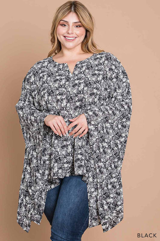 Black Abstract Floral Printed Blouse