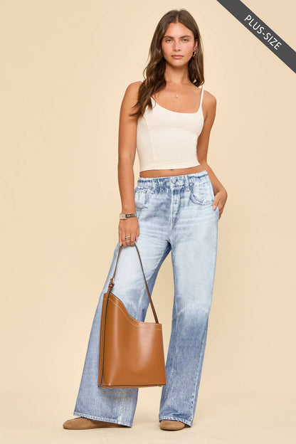 Light Wash-It's Zenim Not Denim! Curvy Wide Leg Pant