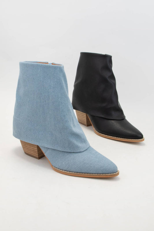 Denim Blaze Fold Over Cuff Booties